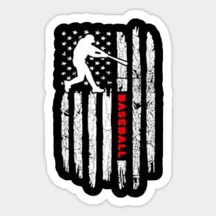 Baseball Player Lover American Flag Team Sticker